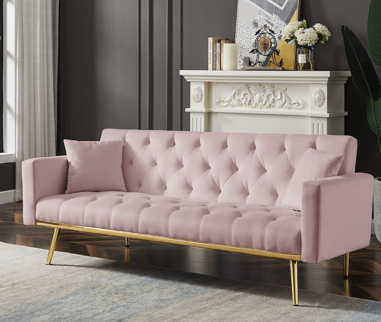 Pink Convertible Folding Futon