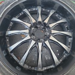 22” Black/Machined Wheels & Tires – Universal 5 Lug – 265/35R22 – Truck/Car Fitment