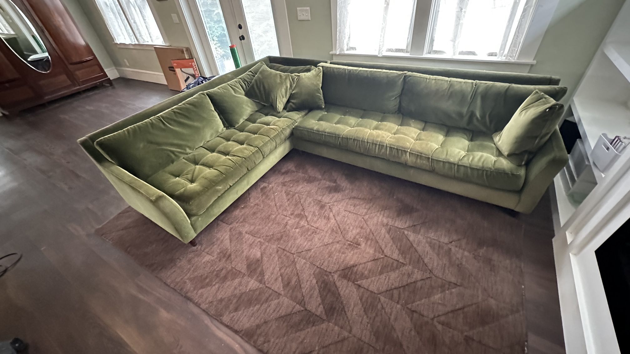 Restoration Hardware Sectional Couch Sofa Green