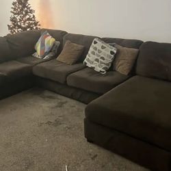 Brown Sectioned Couch 