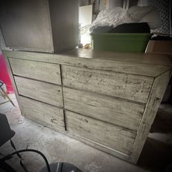 Rustic Wood Large Dresser + Side Table w/Drawers
