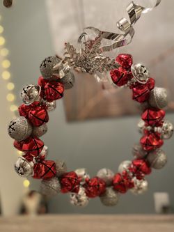 Jingle Bell Wreath - Silver and Red