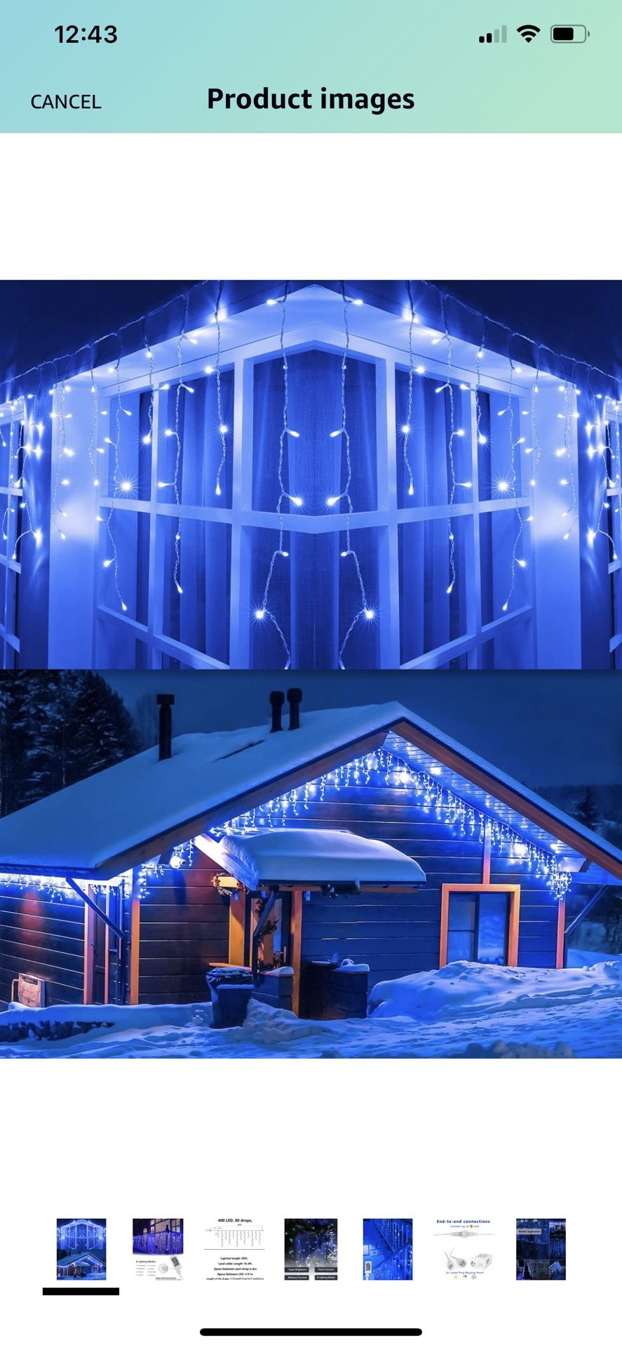 Flacchi Icicle Lights Outdoor, Blue 400 LED 39 ft 8 Modes with 80 Drops Christmas Lights, Timer & Memory Function, Waterproof 