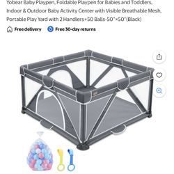 Baby Playpen, Foldable Playpen for Babies and Toddlers, Indoor & Outdoor Baby Activity Center with Visible Breathable Mesh, Portable Play Yard with 2 
