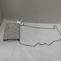 Silver Glitter Evening Clutch Purse Small