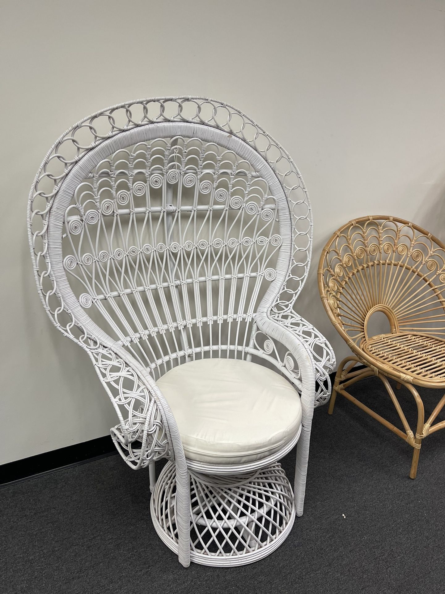 In Stock Now - White Peacock Rattan Chair Handmade Event Chair Backdrops