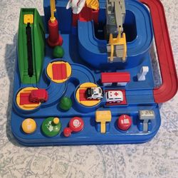 Garage Car Track Magnetic Car Game Playset, 3 Mini Vehicles, No Battery Required