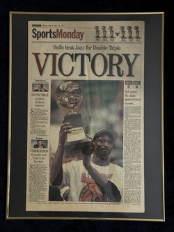 Framed 1998 Chicago Tribune “Victory” Newspaper
