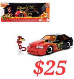 1989 FORD MUSTANG GT & CHESTER CHEETAH FIGURE "HOT CHEETOS" 1/24 BY JADA