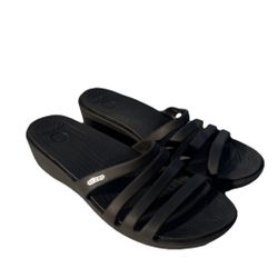 Crocs Women’s Strappy Wedge Sandals In Black Size 11