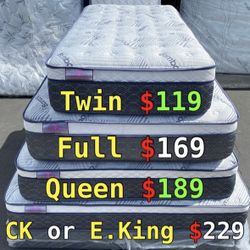 Queen Bamboo Plush Comfort Europillow Top 12inch Matres!!