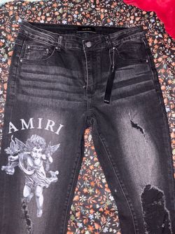 Amiri Cherub Graphic Distressed Jeans