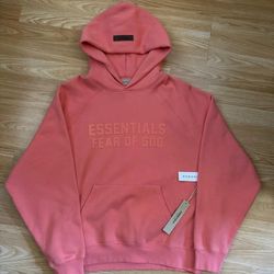 🔥 Fear of God Essentials Set – Coral Pink / Orange | Hoodie + Cuffed Sweats | Sizes M & L | AUTHENTIC