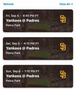 Yankees at Padres - Sat and Sun