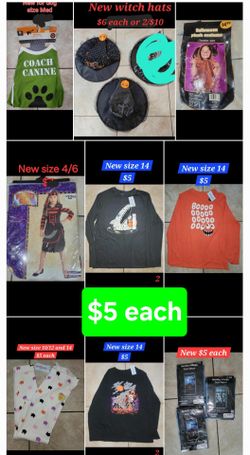 Halloween Costumes and decorations for ONLY $2/$10.. See each picture for SIZES and PRICES