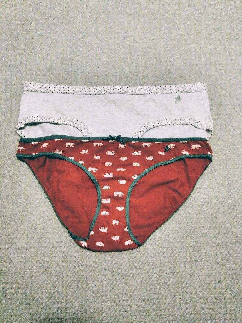 2 BRAND NEW WITH TAGS AERIE BY AMERICAN EAGLE LADIES PANTIES UNDERWEAR SIZE LARGE - CHRISTMAS/WINTER 2 PACK