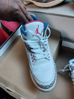 Air Jordan 3 White Red Blue Sneakers