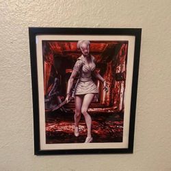 Silent hill nurse custom art piece on black frame