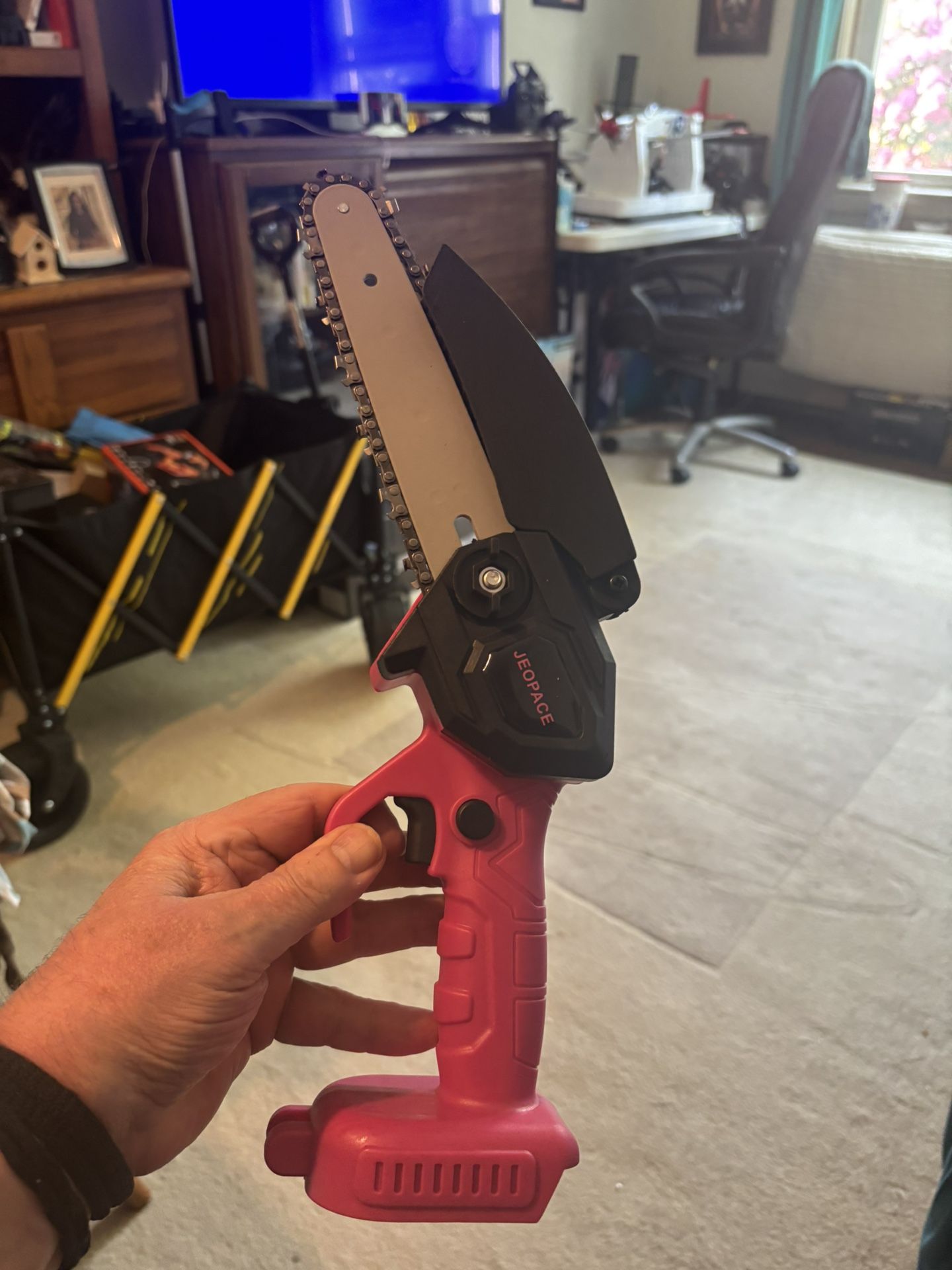 Three Brand New Pink 6 Inch Cordless Chainsaws With2- 21 Volt Batteries
