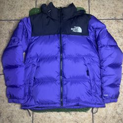 North Face 700 Fill Nuptse Purple Black Puffer Jacket Mens M
