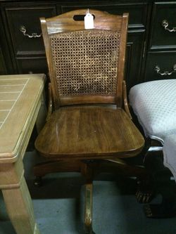 Vintage Cane Rolling Office Chair