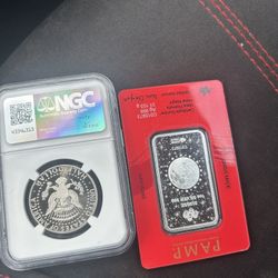 Half Coin And One Onza Dragon  Silver 