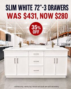 🤍✨ 72" White Slim Shaker Vanity Base Clearance Sale! ✨🤍