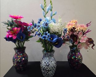 Mosaic Vases with Faux Floral Bouquets ($30 EACH) @ Lasting Creations