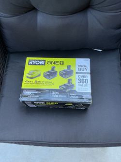 Brand  Ryobi new ONE+ 18V Lithium-Ion HIGH PERFORMANCE Starter Kit with 2.0 Ah Battery, (2) 4.0 Ah Batteries, and Charger