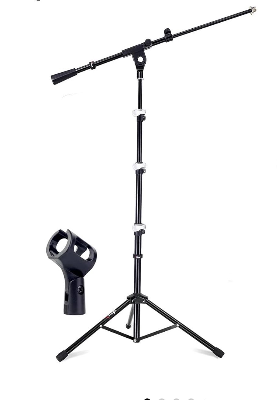 New! Portable Microphone Stand, Mic Stand with Telescopic Boom Arm