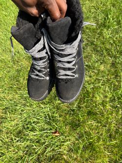 Black Suede Lace-Up Winter Boots