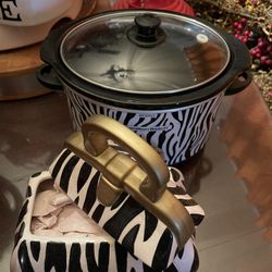 Cookie Jar And Crockpot..Zebra 