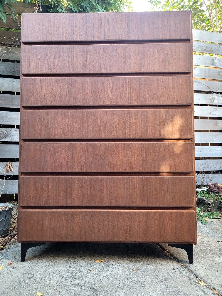 Large Vintage Modern Tallboy Dresser