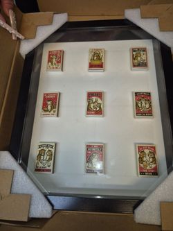 Framed Cat Humor Matchbox Art Print Set