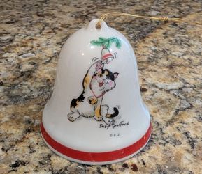 Vintage Suzy's Zoo Porcelain Bell Christmas Ornament, 1979