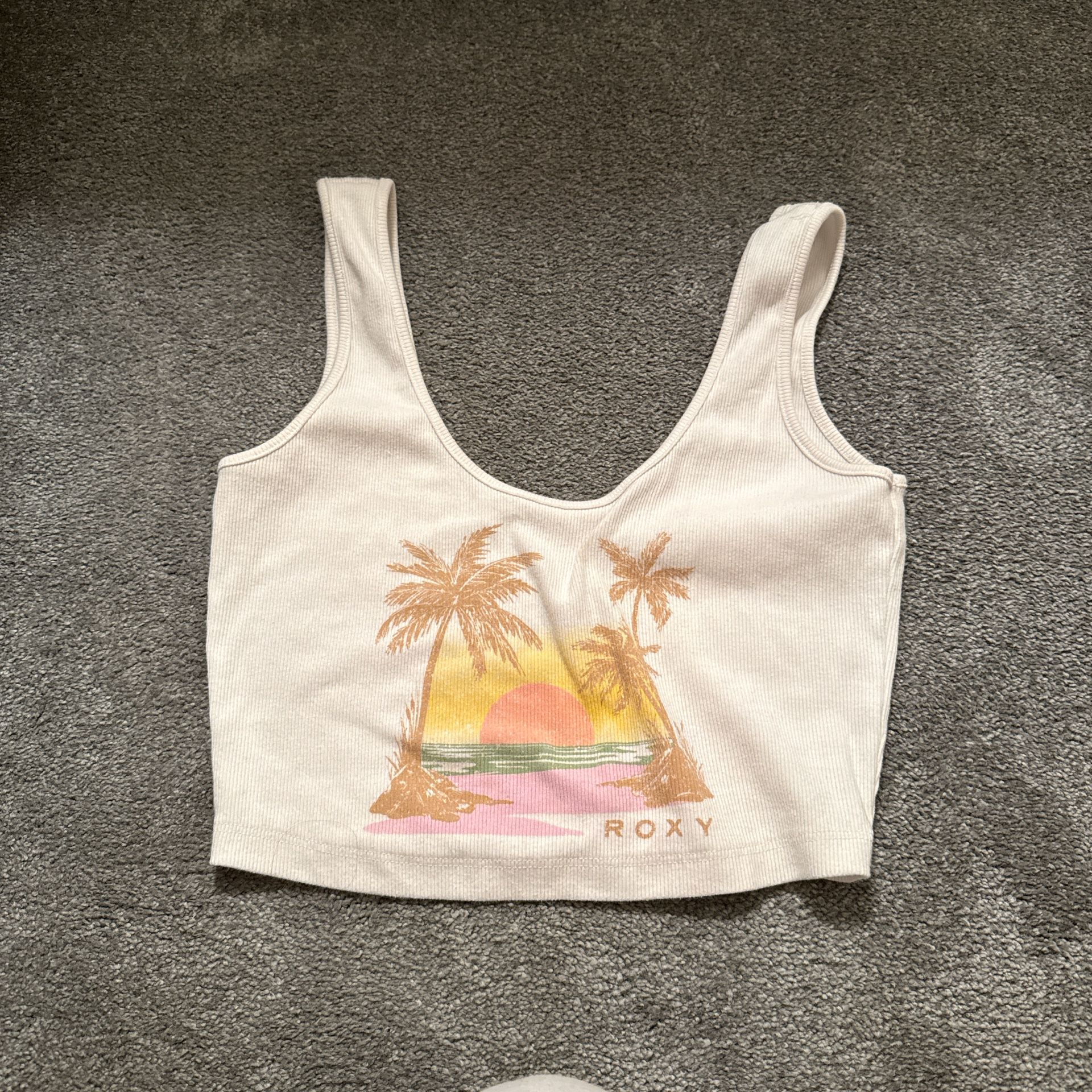 pink and white roxy crop top