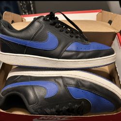 RARE O Nike Court Vision Lo Black Game Royal White Tennis Shoes Size 12