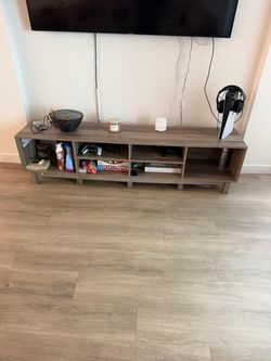 Gray Wood TV Stand Media Console