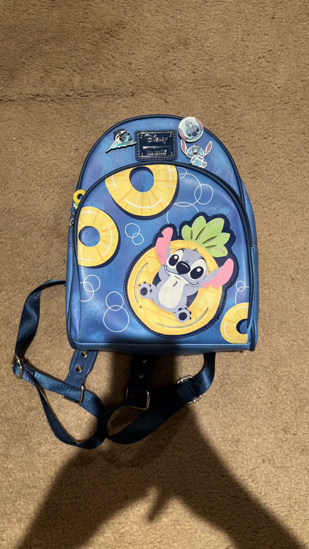 Loungefly Disney pineapple floaty stitch mini back pack with pins