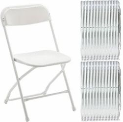 Set of 50 White Plastic Folding Chairs