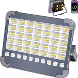 100W LED Rechargeable Work Light, 6000mAh Portable Solar Floodlight with 5 Light Modes, 10,000 Lumen