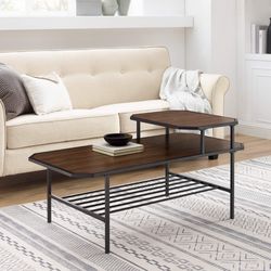 3 tier metal and wood table