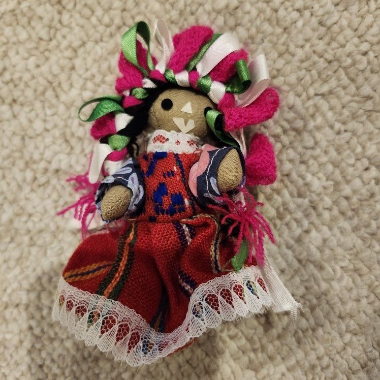 Traditional Costume Rag Doll Mexico Handmade Dolls 5 In Small
