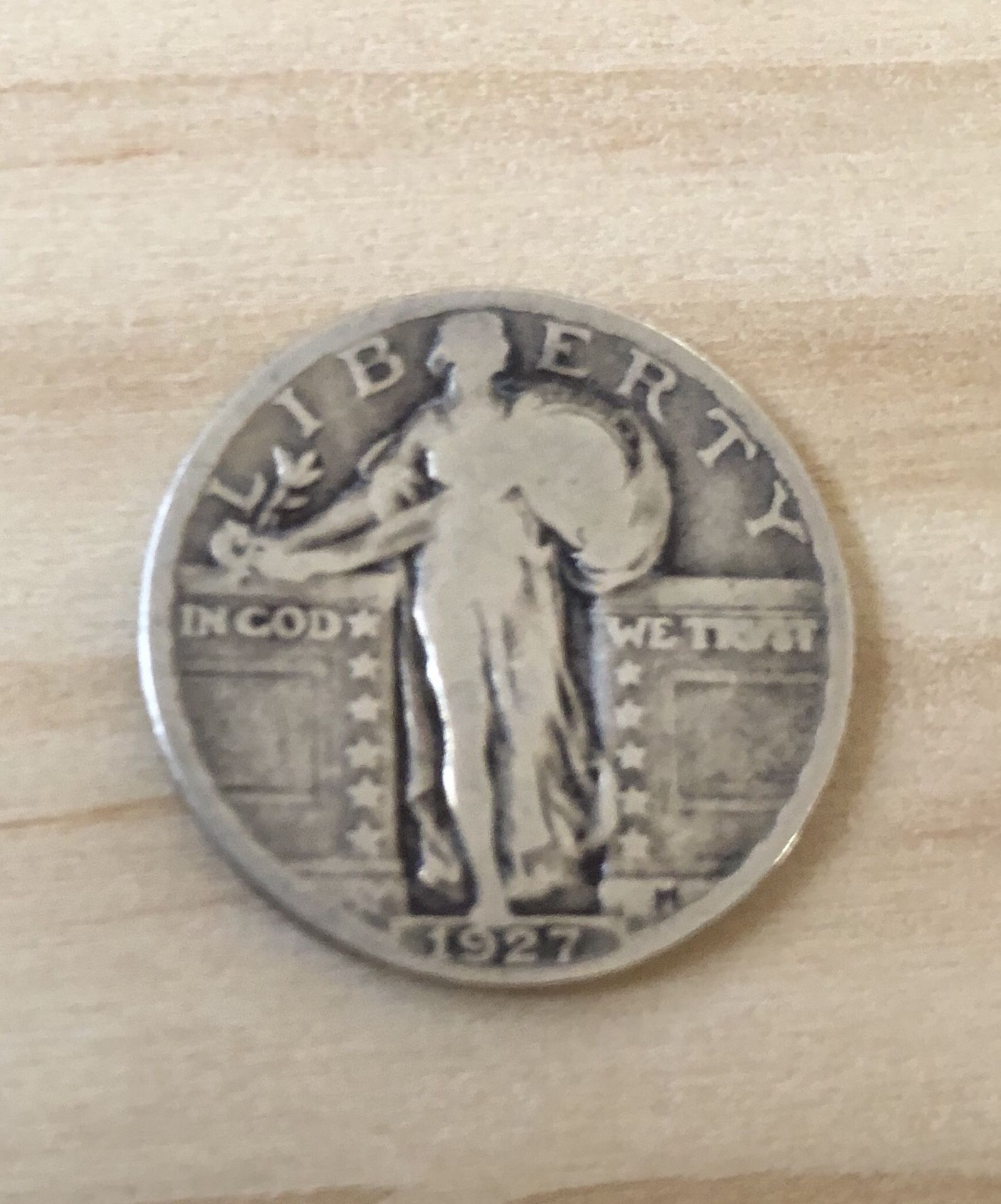 1927 silver standing liberty coin