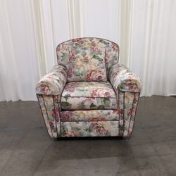 Ethan Allen Floral Upholstered Armchair with Accent Pillow