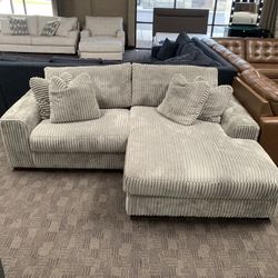 Grey Cloud Corduroy Chaise Sectional 