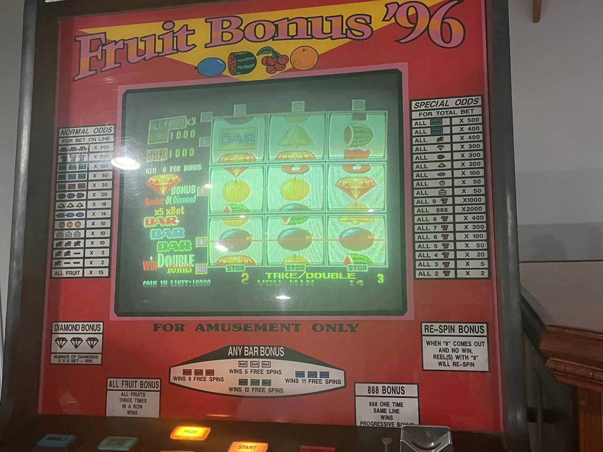 Fruit Bonus ‘96 Video Gambling Machine