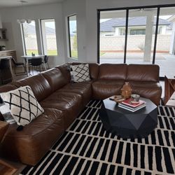 Genuine Full Leather L Shaped Sectional 
