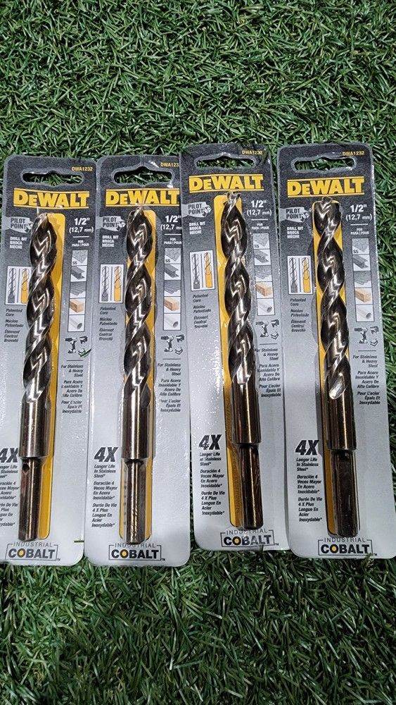 DEWALT Broca, punta piloto, acero de aleación de cobalto industrial, 1/2 pulgada (DWA1232)