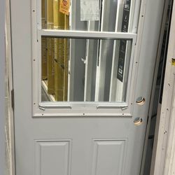 Brand-New Steel Entry Door with Sliding Window Panels